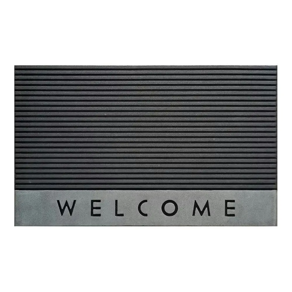 Solemate Rubber Welcome Stripe 45x75cm Functional Outdoor Front Doormat - Home & Garden