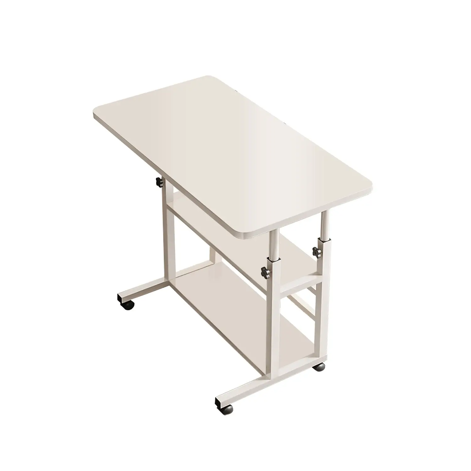Foret Mobile Computer Bedside Study Desk Storage Stand Adjustable Portable 3 Shelf White - Furniture