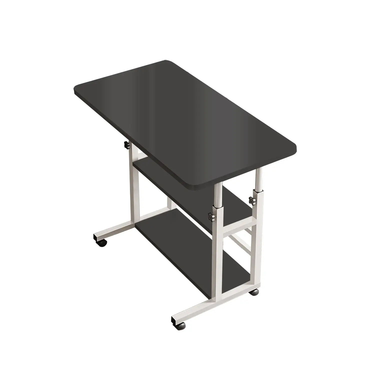 Foret Mobile Laptop Bedside Study Desk Storage Stand Adjustable Table 3 Shelf Black - Furniture