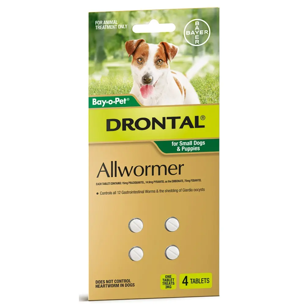 Drontal Dogs Small Wormer Tablets 4 Pack - Pets