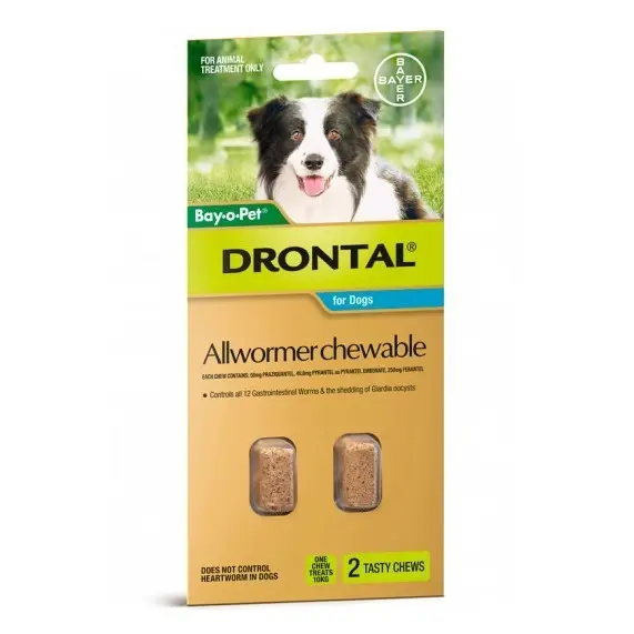 Drontal Allwormer Chewable For Medium Dogs Tablets 2 Chews - Pets