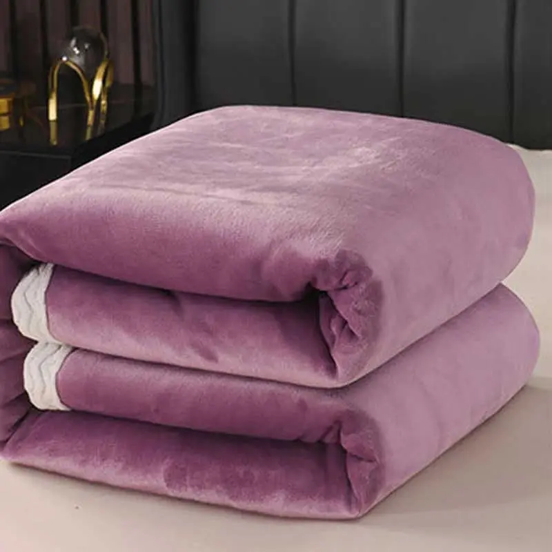 Large Ultimate Sherpa Blanket Luxurious Plush Throw Rug 200x230cm Purple - Home & Garden
