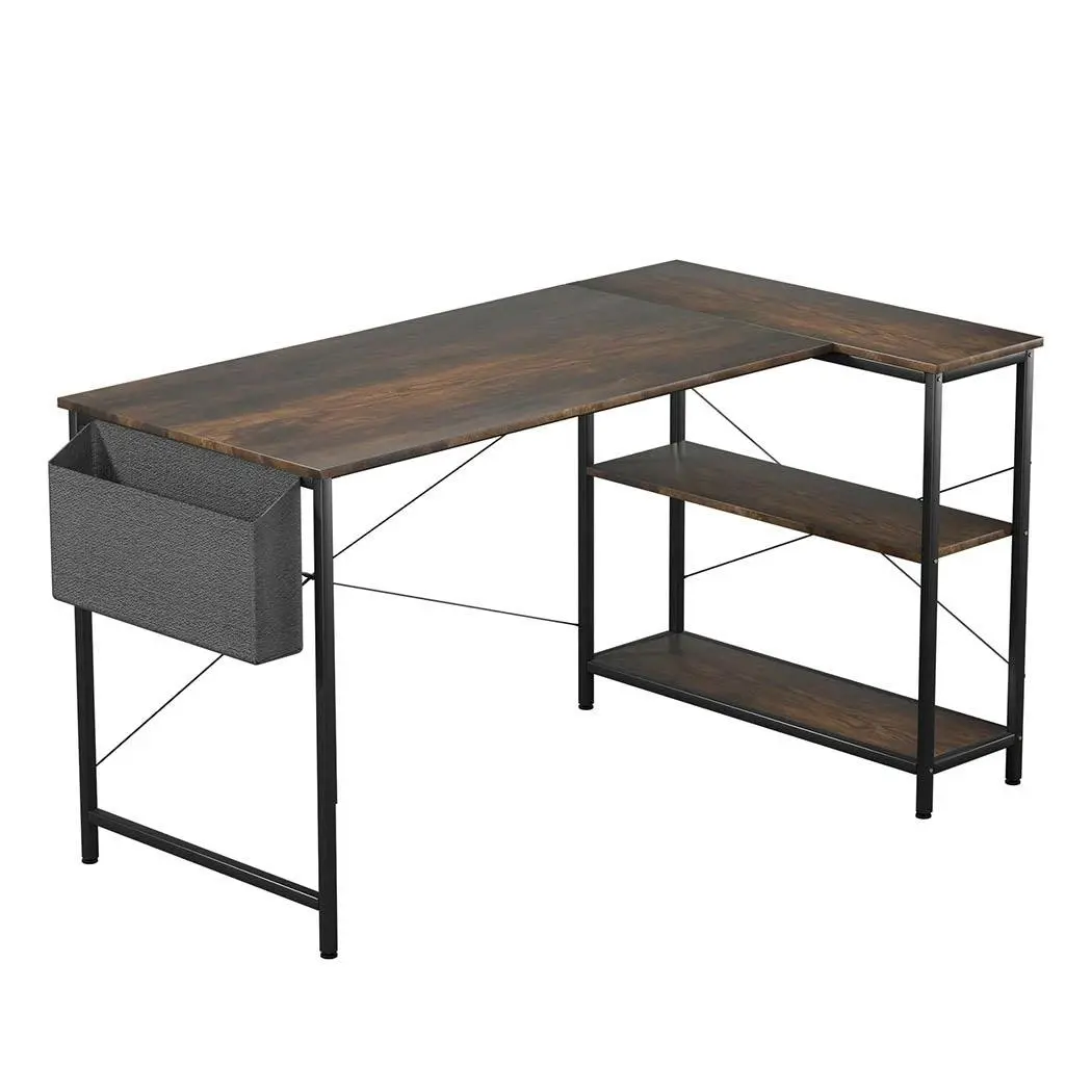 Levede L Shaped 120cm Brown Computer Desk Home Office Laptop Table Modern - Furniture