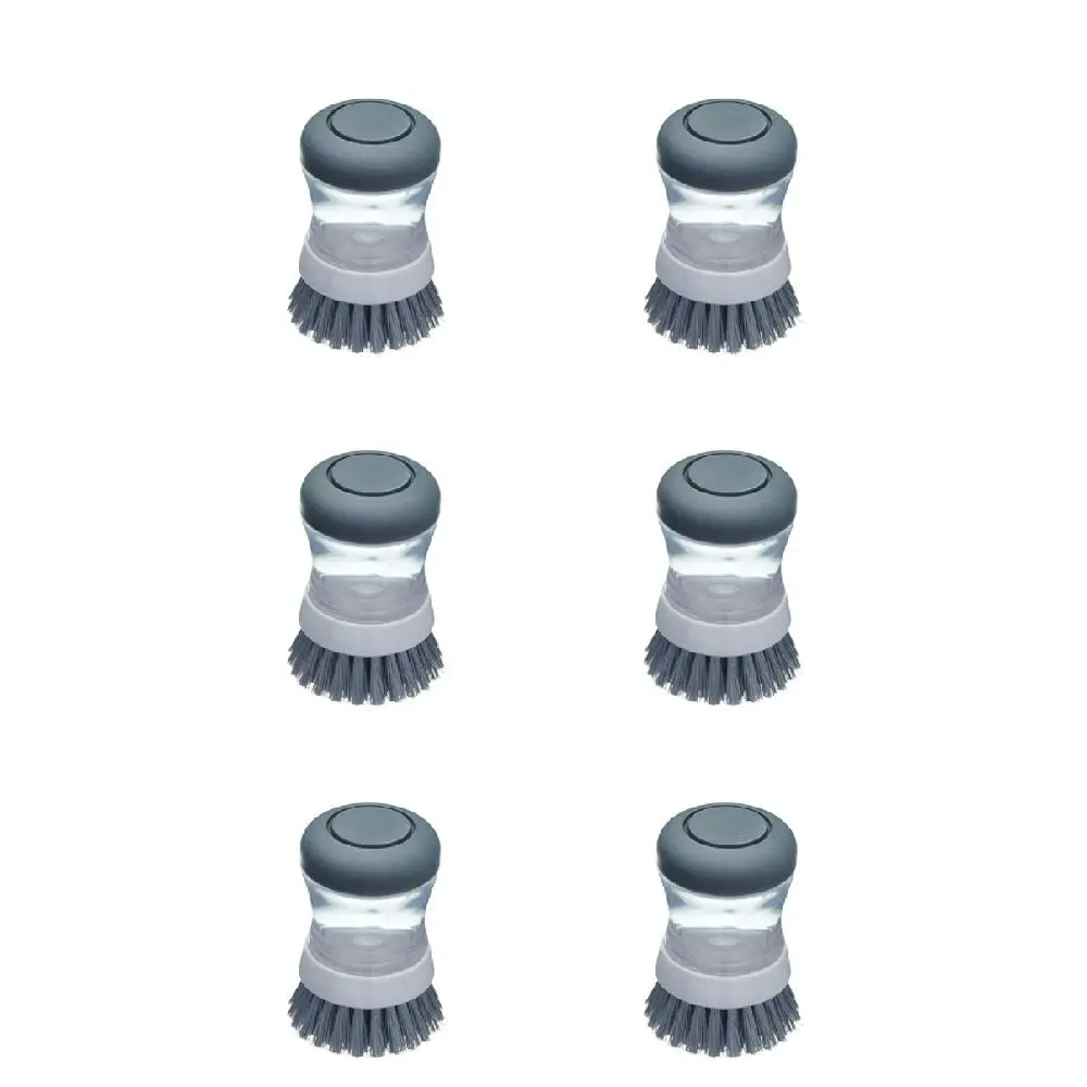 6x MasterCraft Soap Dispensing Palm Brush Kitchen Dish Washing Cleaner 9cm Grey - Home & Garden