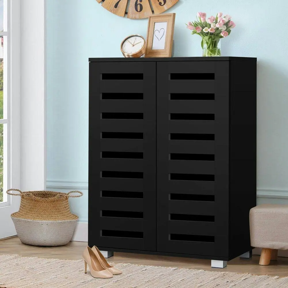 Alfordson Shoe Cabinet Storage 21 Pairs Black - Furniture