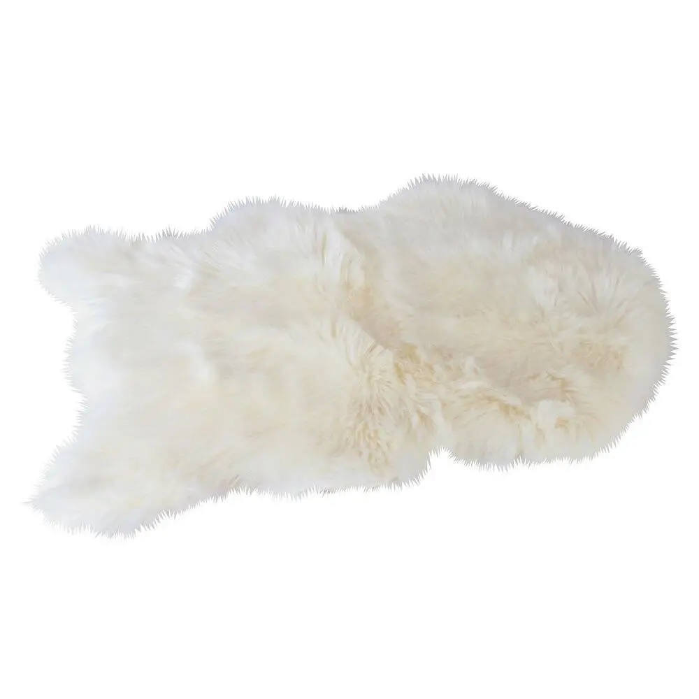 Maine & Crawford Emery 90x60cm Faux Pelt Rug Floor Mat Home Carpet Decor White - Home & Garden