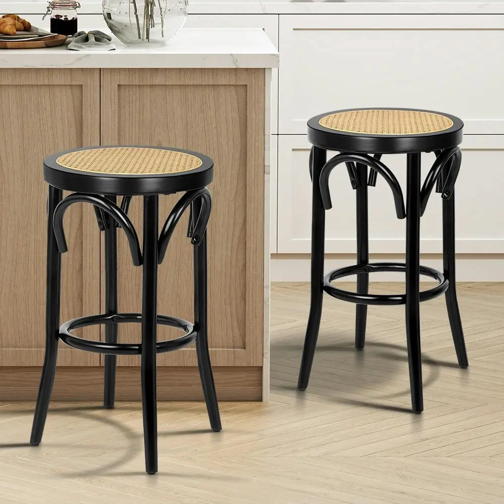 Alfordson Bar Stools Sets of 2 Rattan Mesh Seat Black - Shop Dining Chairs & Bar Stools