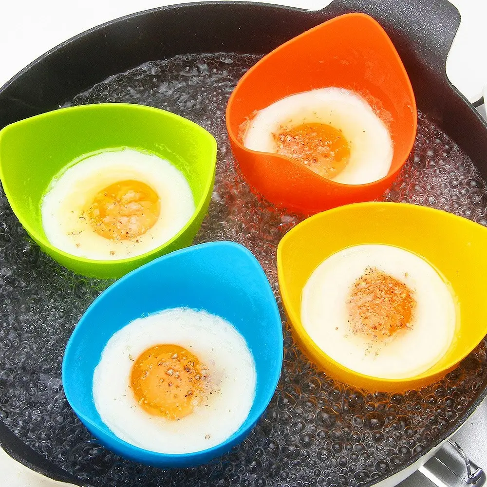 4 Pack Egg Poacher Cups Egg Boiler Mold Cup Silicone Egg Poachers Egg Cooking - Home & Garden