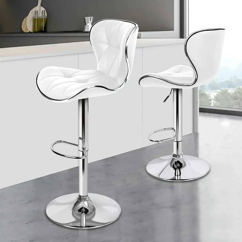 Alfordson Bar Stools Triangle Motif White Luna x2 - Furniture