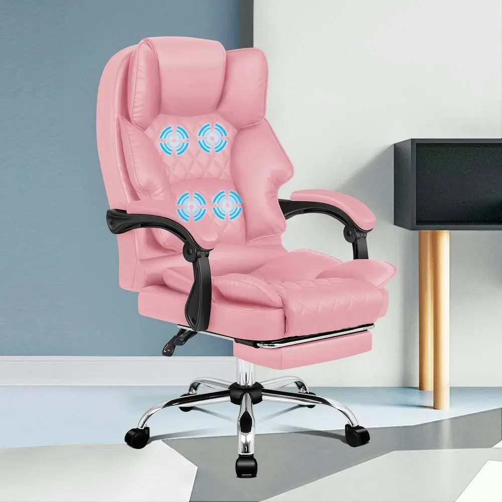 Alfordson Massage Office Chair Executive PU Leather Seat Pink - Furniture
