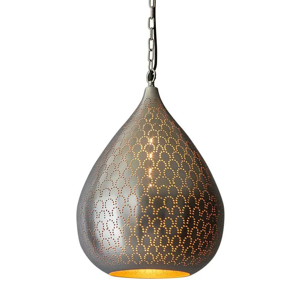 Belle Taipan Metal Ceiling Pendant Light 52cm Hanging Lamp Home Decor Nickel - Home & Garden