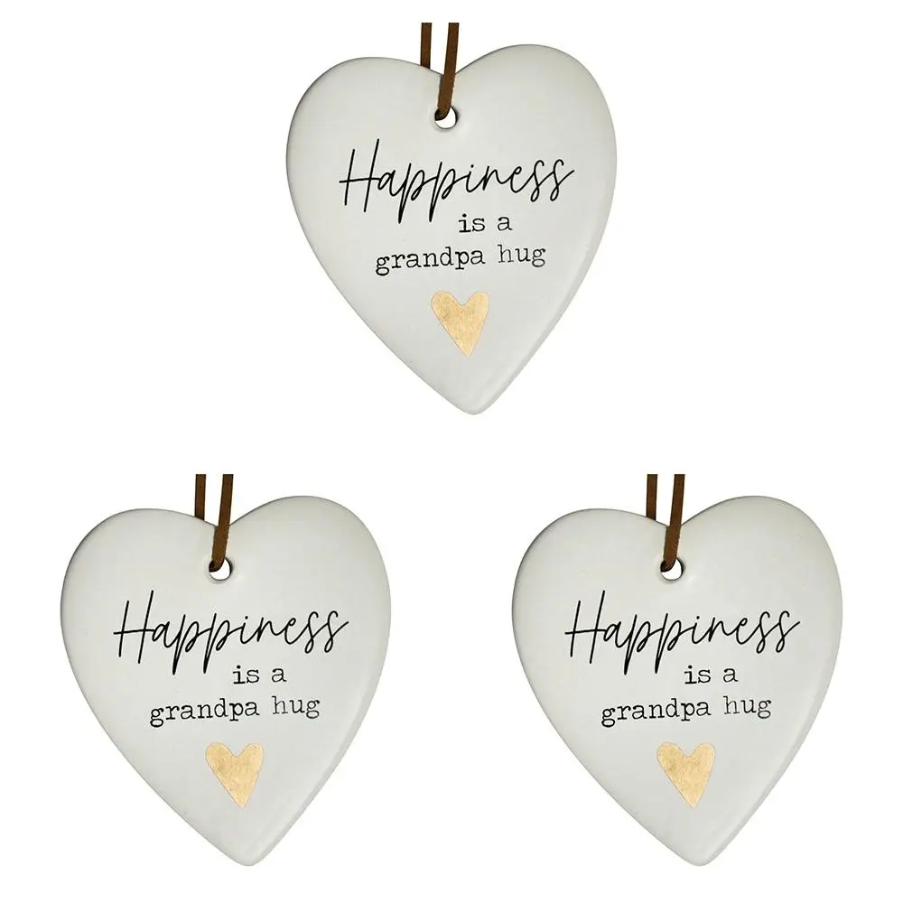 3x Ceramic Hanging 8x9cm Heart Grandpa Hug w/Hanger Ornament Home Room Decor - Home & Garden