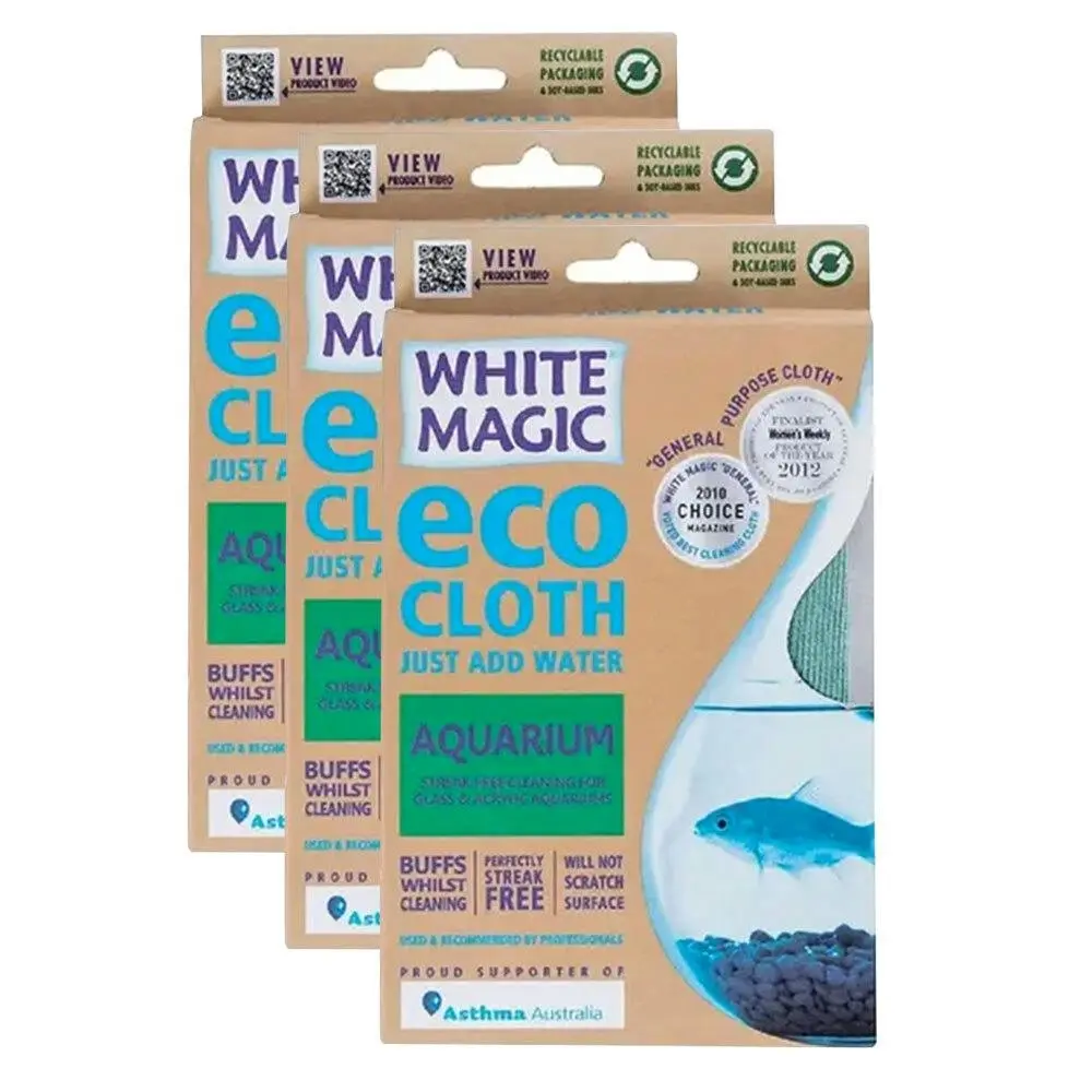 3x Eco Cloth 20x12cm Aquarium Glass/Acrylic Cleaner Dirt/Algae Residue Remover - Home & Garden