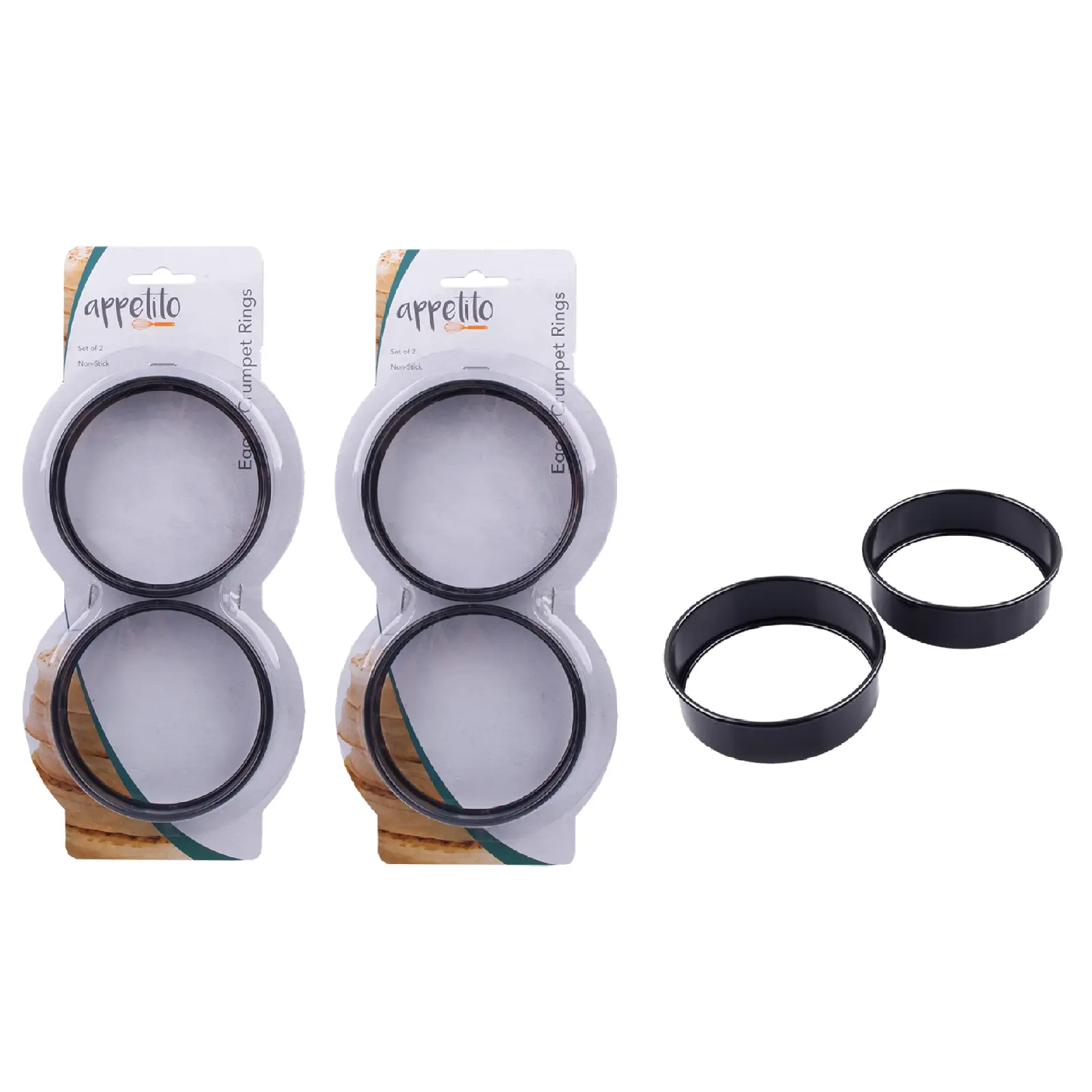 APPETITO NON-STICK EGG/CRUMPET RINGS - SET of 4