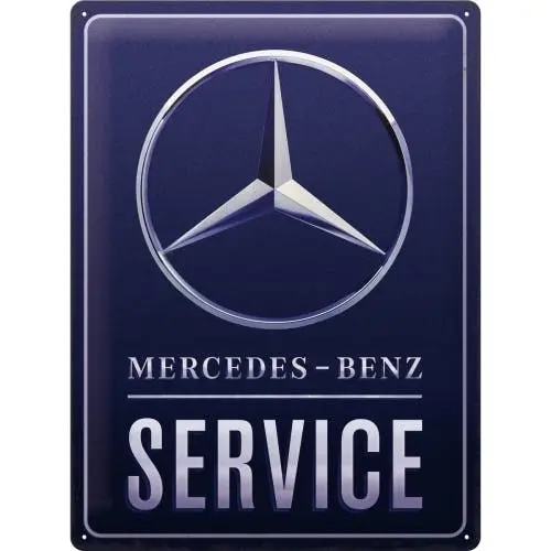 Nostalgic Art Mercedes Service 30x40cm Large Metal Tin Sign Home Wall Decor Blue - Home & Garden