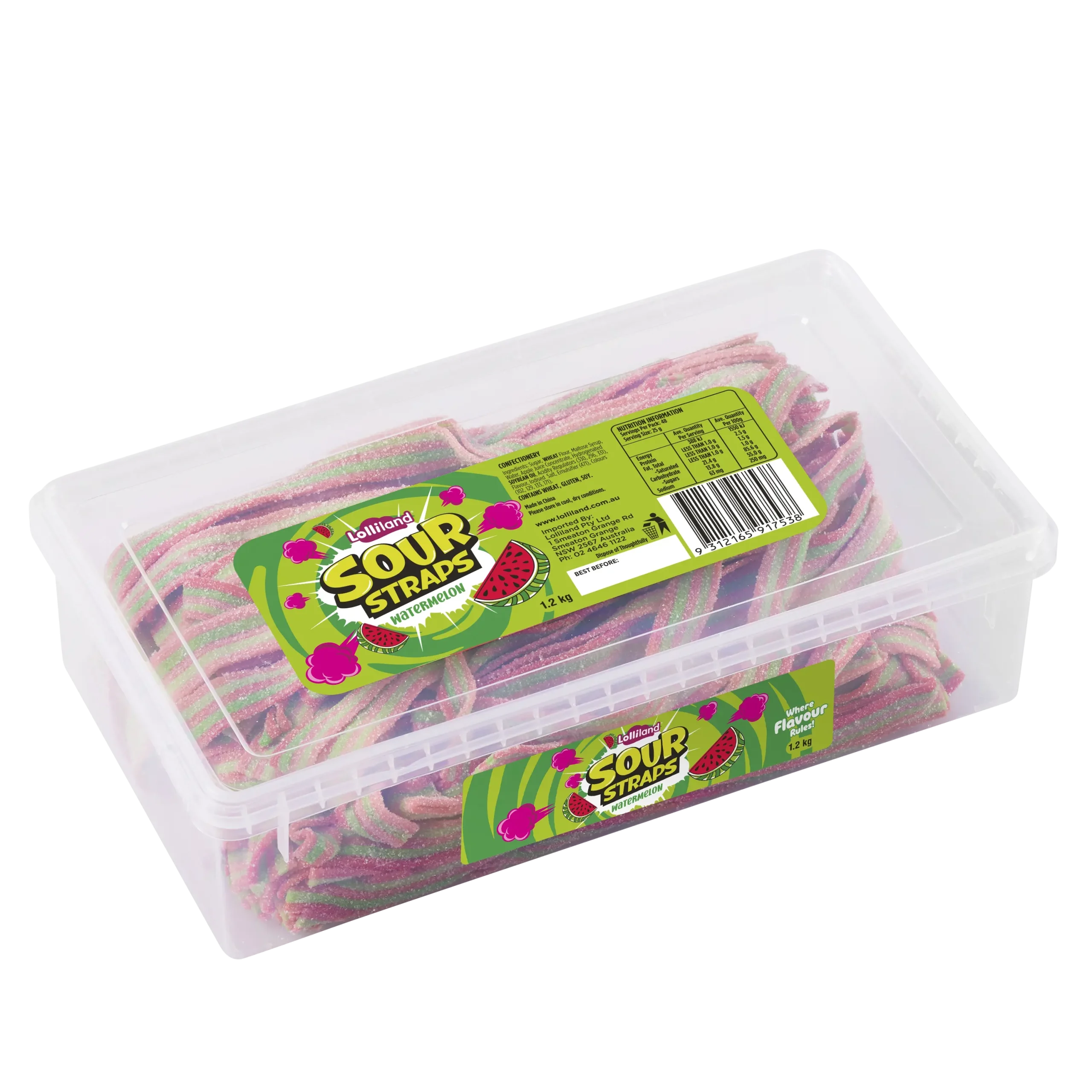 Lollinauts Sour Straps Tub - Watermelon 1.2kg