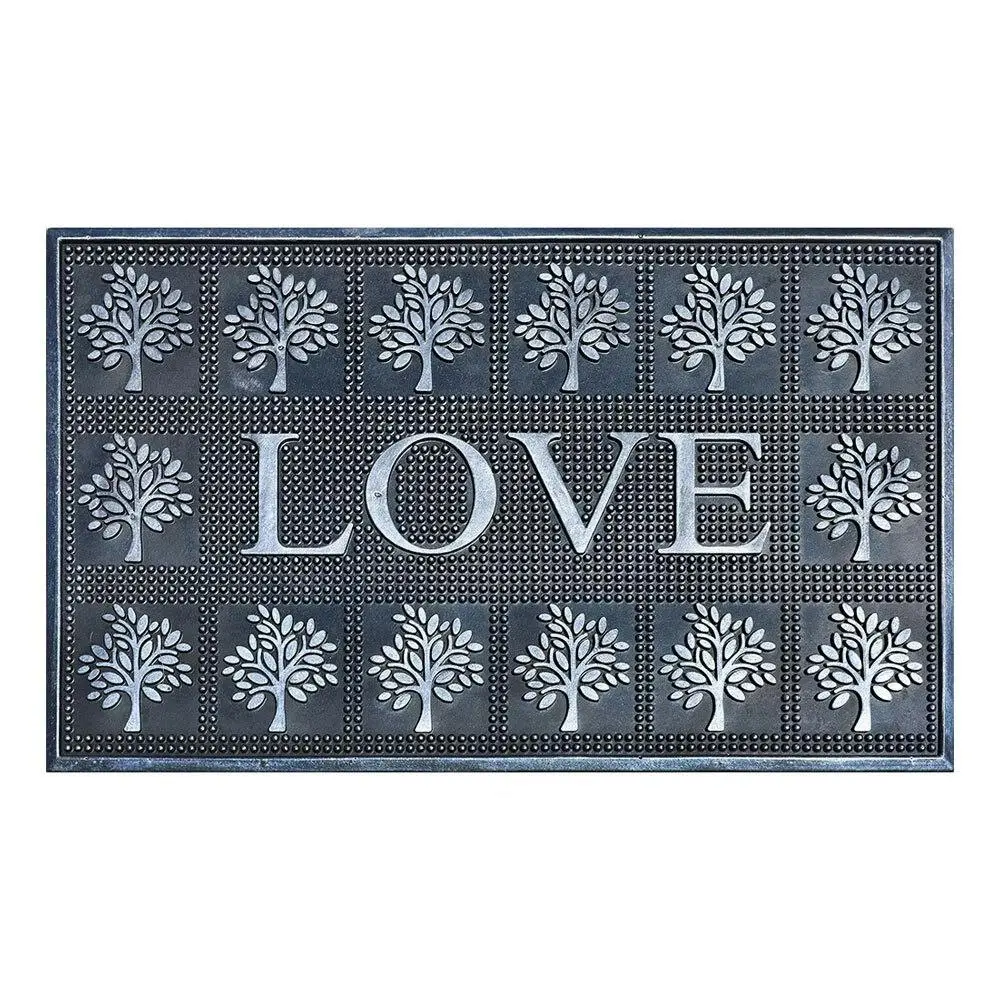 Solemate Rubber Metallic Silver Love 45x75cm Stylish Outdoor Front Doormat - Home & Garden