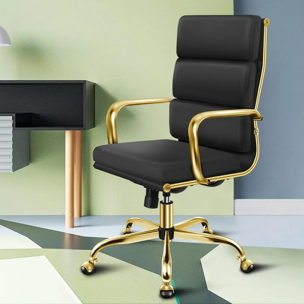 Alfordson Ergonomic Padded High Back Executive Office Chair Gold Black - Furniture