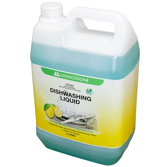 Livingstone Classic Biodegradable Phosphate Free Lemon Scented Dishwashing Liquid Detergent 5L - Commercial