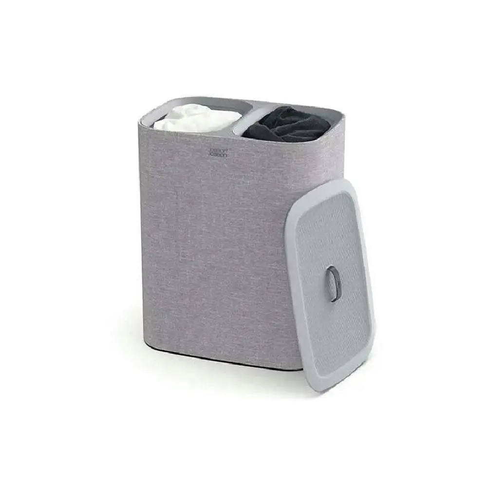 Joseph & Joseph 90L Tota Laundry Cloth Separation Storage Basket w/ Lid Grey - Home & Garden
