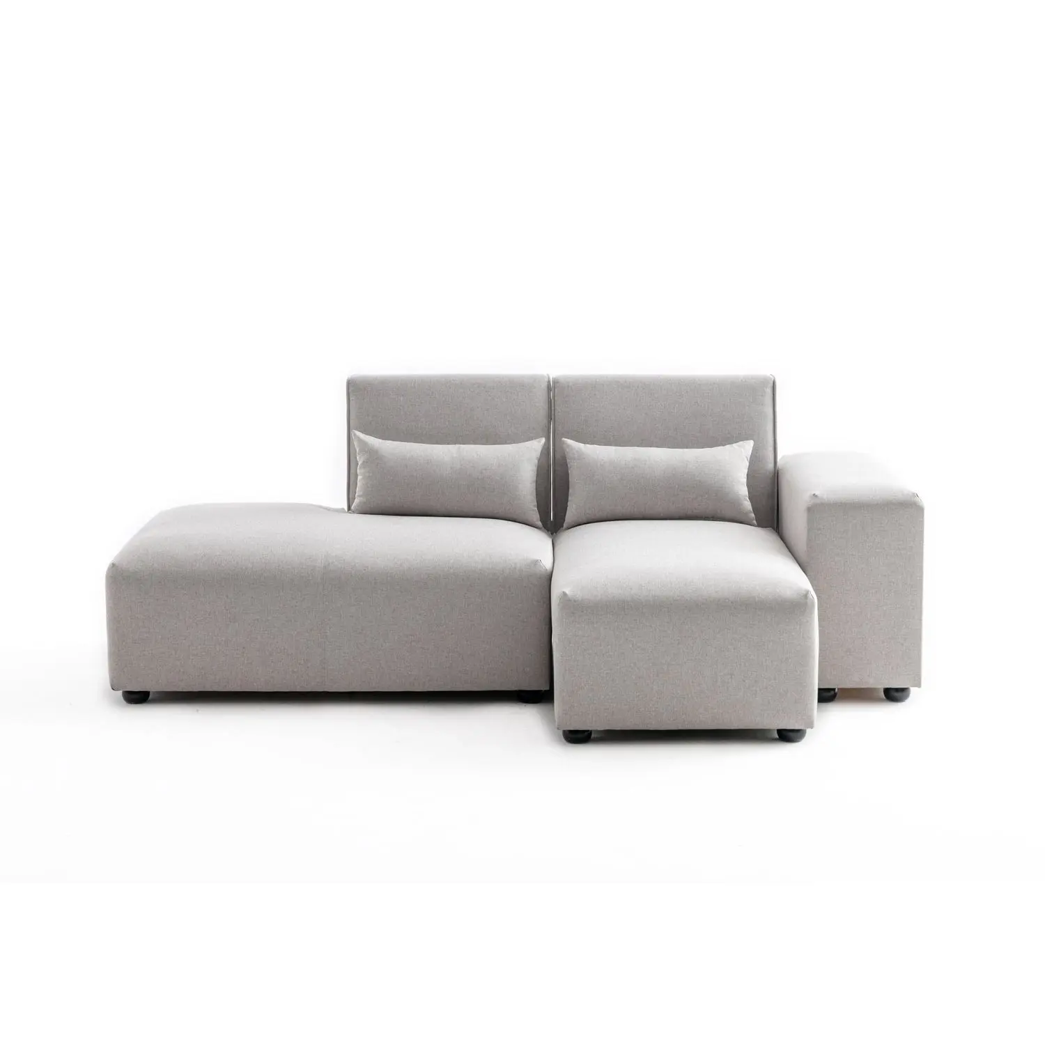 Foret 3 Seater Sofa Modular Corner Lounge Couch Fabric Left Chaise Ottoman Beige - Furniture