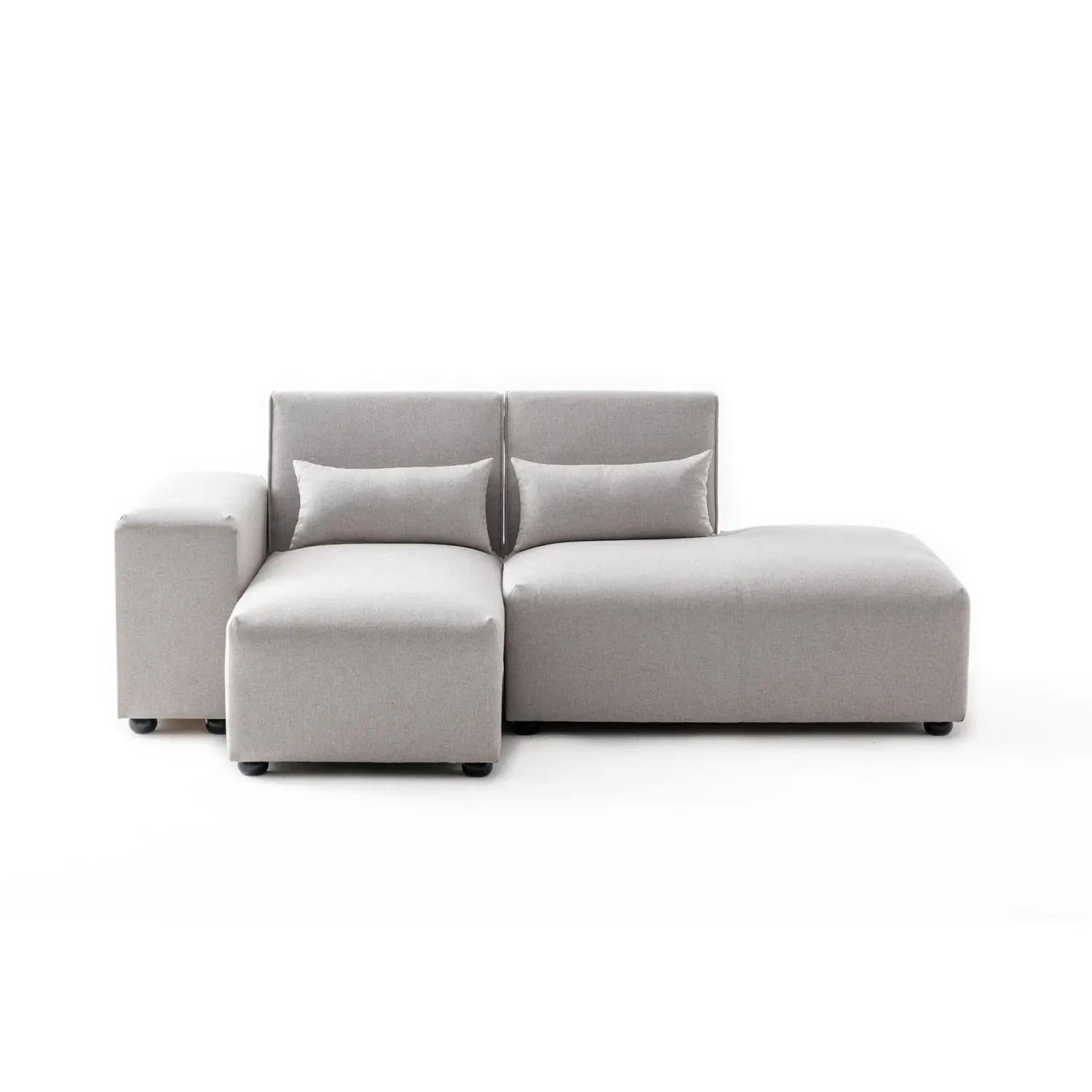 Foret 3 Seater Sofa Modular Corner Lounge Couch Fabric Right Chaise Beige - Furniture