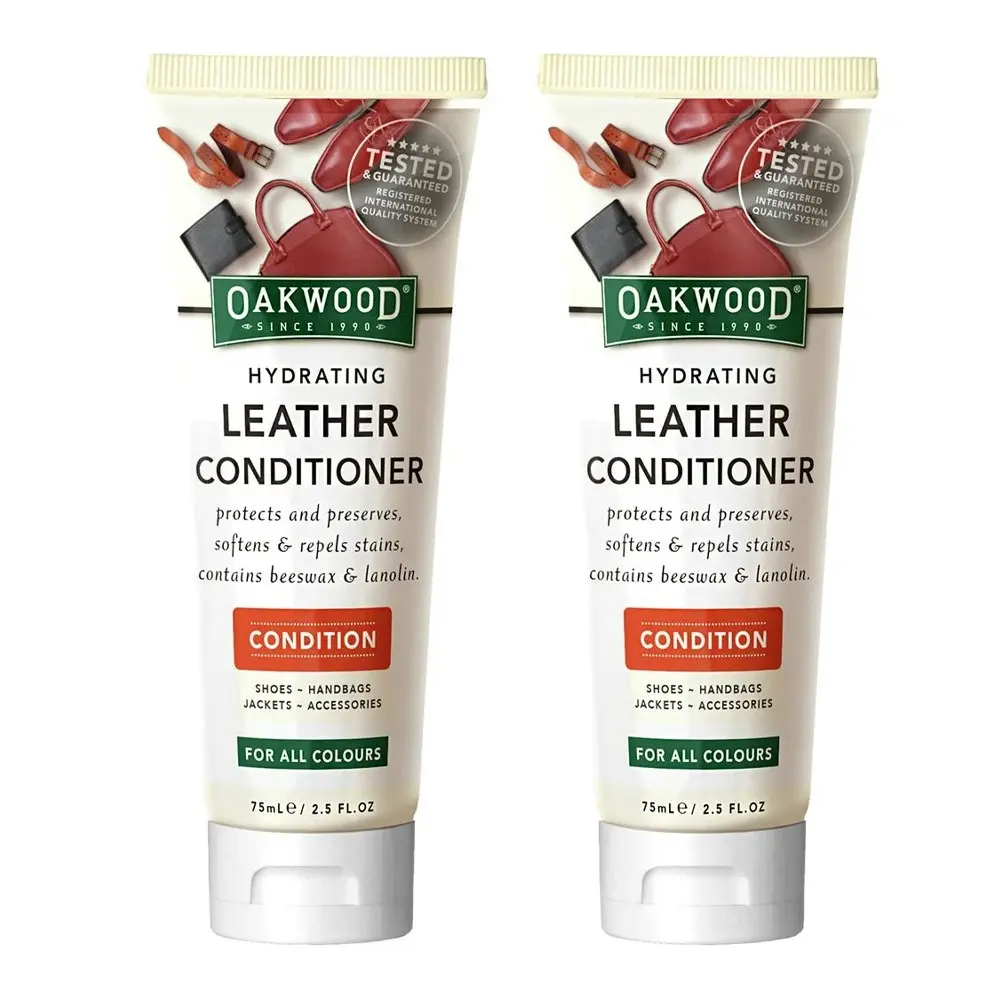 2x Oakwood 75ml Hydrating Leather Conditioner Shoes/Handbags Moisturising Cream - Home & Garden