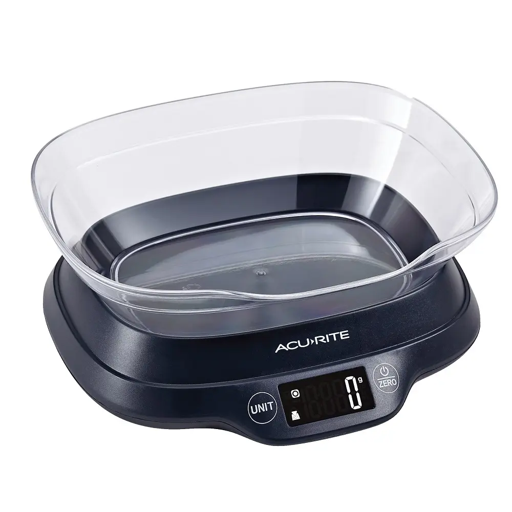 ACURITE BLACK DIGITAL SCALE WITH BOWL & BACKLIGHT 5kg - Home & Garden