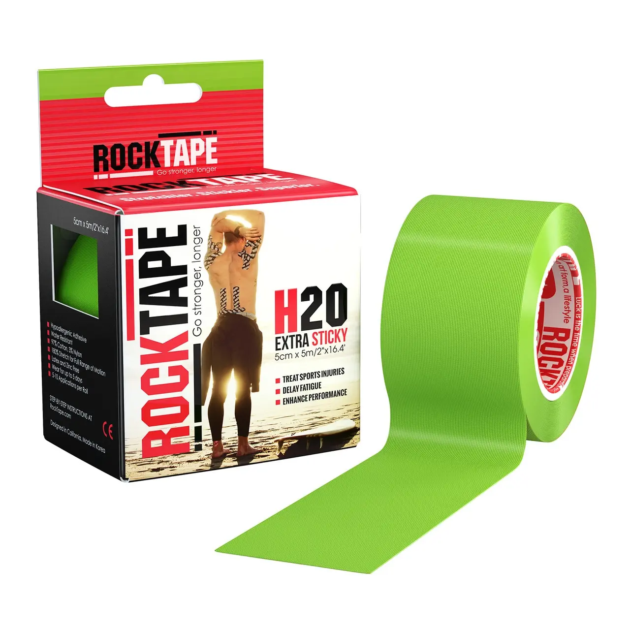 RockTape H20 Lime Green 5cm x 5cm - Health