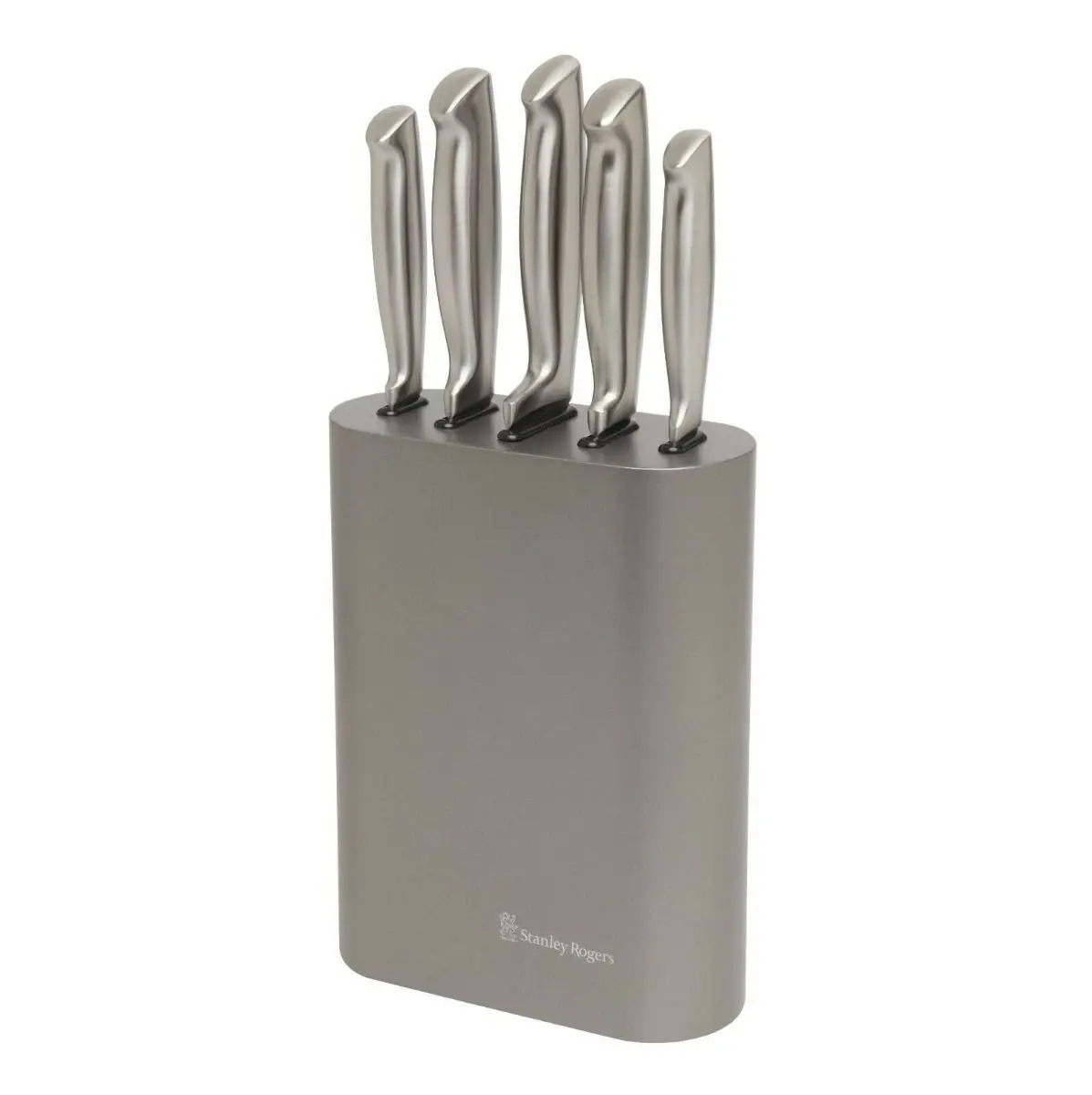 STANLEY ROGERS METALLIC PEWTER VERTICAL OVAL 6 PIECE KNIFE BLOCK SET - Home & Garden