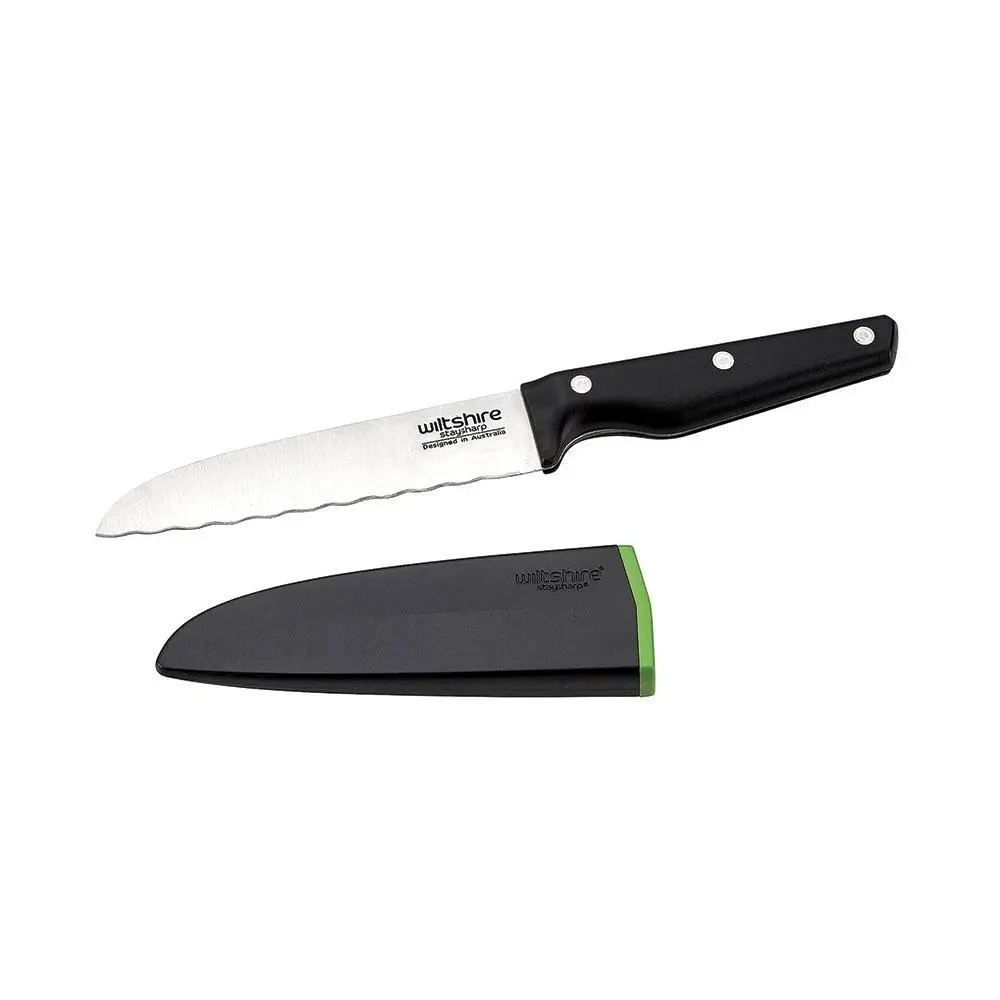 WILTSHIRE STAYSHARP NEW LOOK 15cm TRIPLE RIVET UTILITY KNIFE WITH SHARPENER - Home & Garden