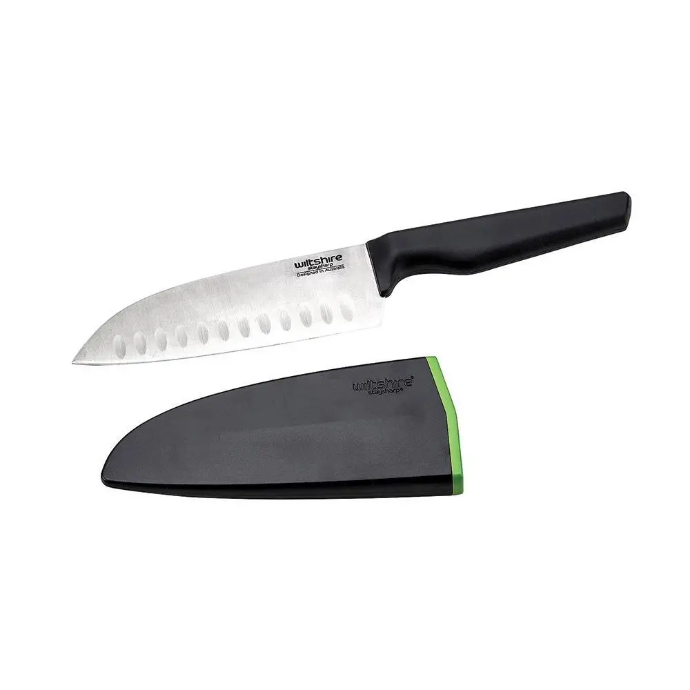 WILTSHIRE STAYSHARP NEW LOOK 15cm SANTOKU KNIFE WITH SHARPENER - Home & Garden