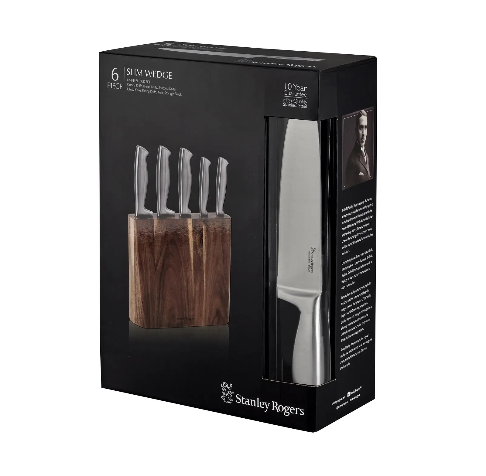 STANLEY ROGERS SLIM WEDGE 6 PIECE KNIFE BLOCK SET - Home & Garden