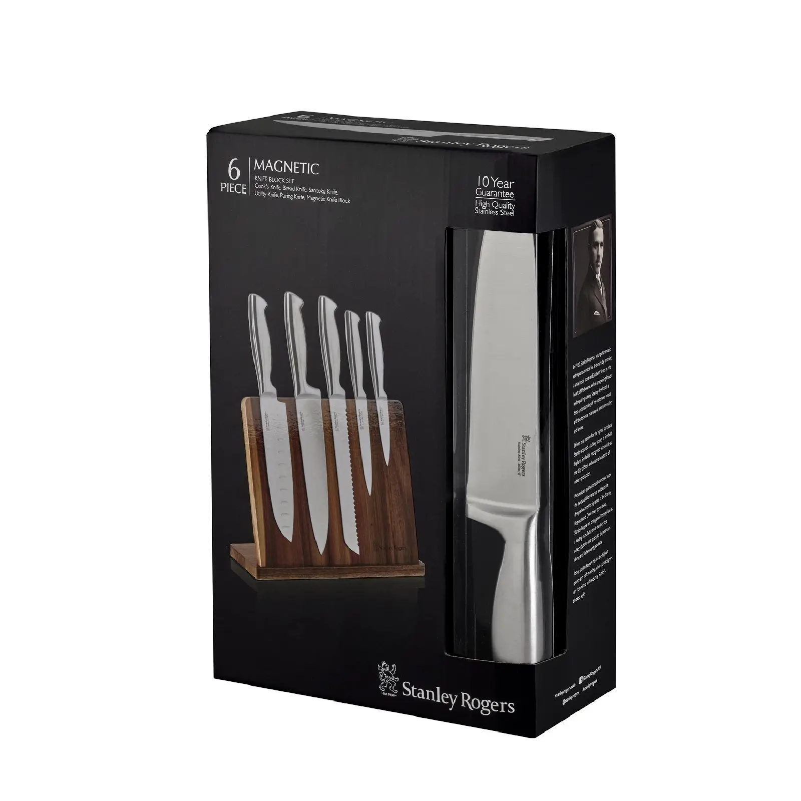 STANLEY ROGERS MAGNETIC 6 PIECE KNIFE BLOCK SET - Home & Garden
