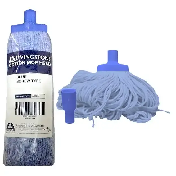Livingstone Cotton Mop Head 500g 22mm Screw Type Blue - Commercial