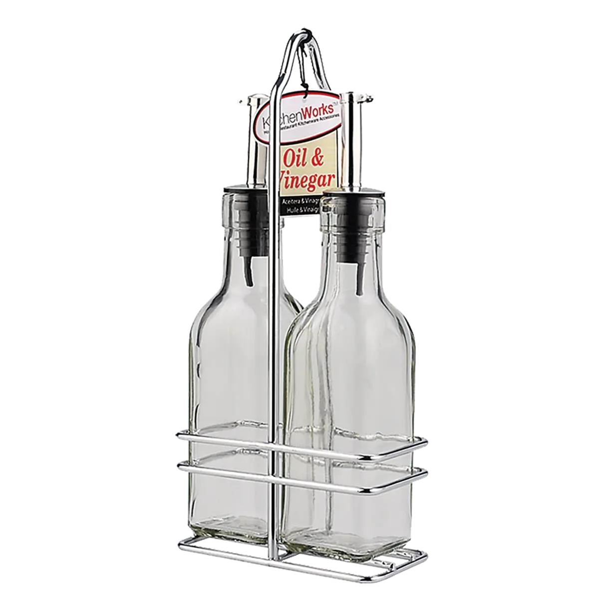 KITCHENWORKS OIL AND VINEGAR BOTTLE SET WITH STAND - Home & Garden