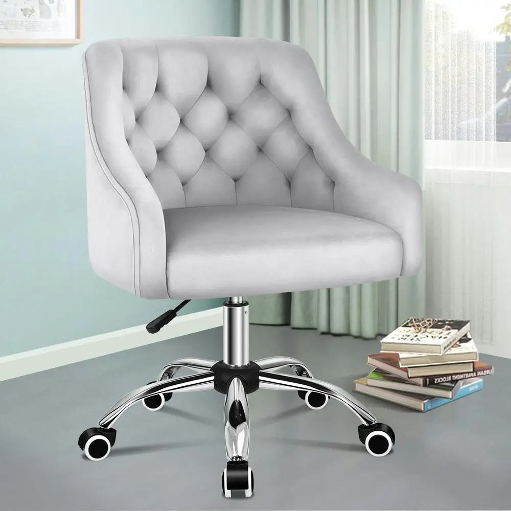 Alfordson Velvet Office Chair for Work Mid Back Grey - Save up to 70% Off Office Furniture Specials