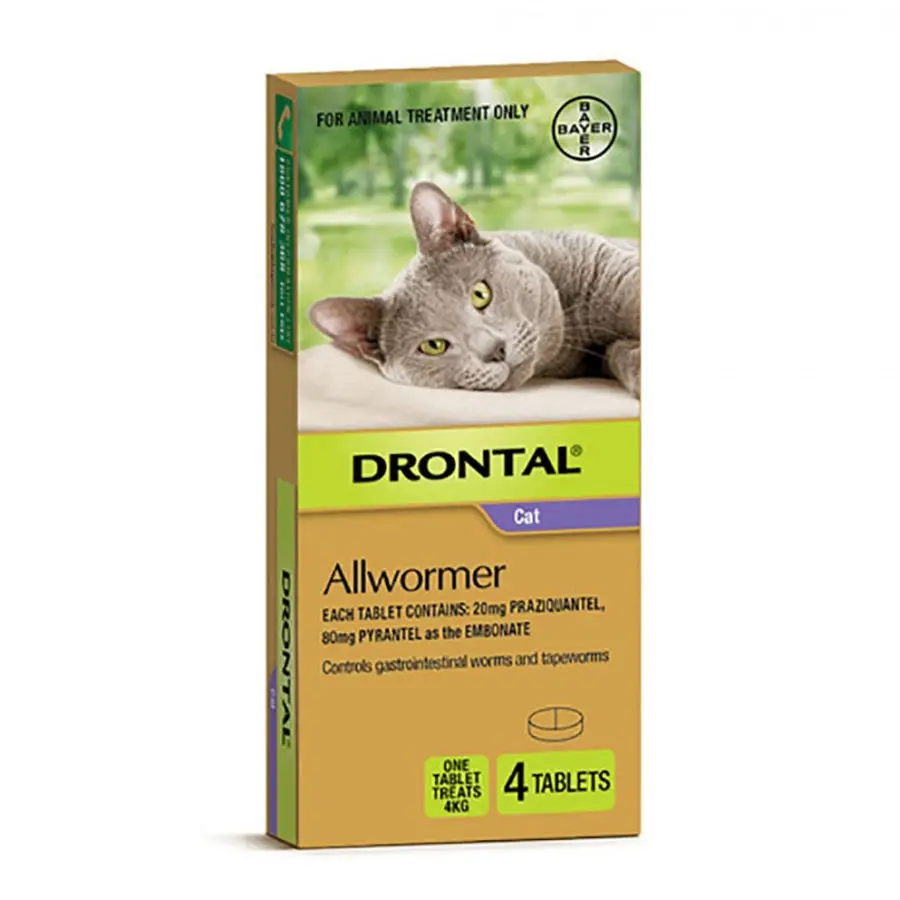Drontal Allwormer 4 Tablets For Cat - Pets