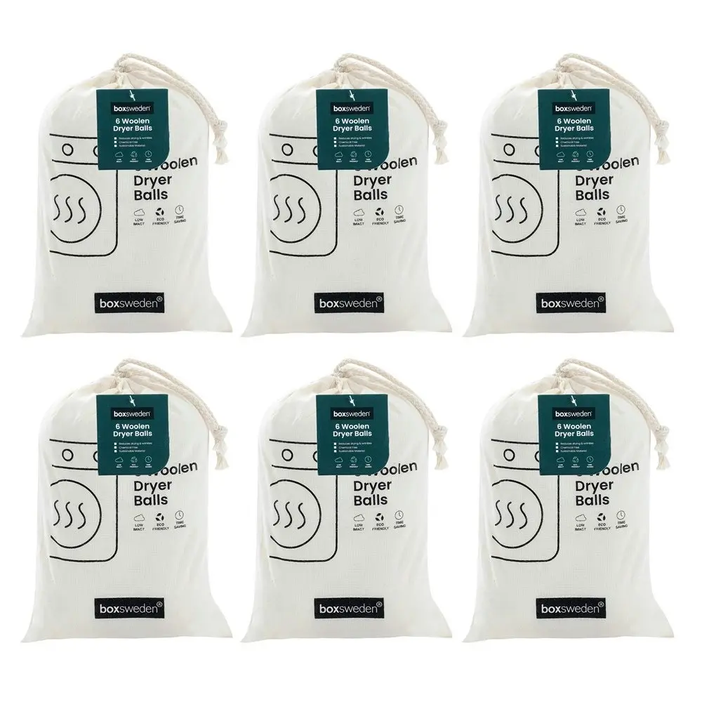 3x 6PK Boxsweden Wool Dryer 6cm Balls Laundry Home Cleaning w/ Storage Bag White - Home & Garden