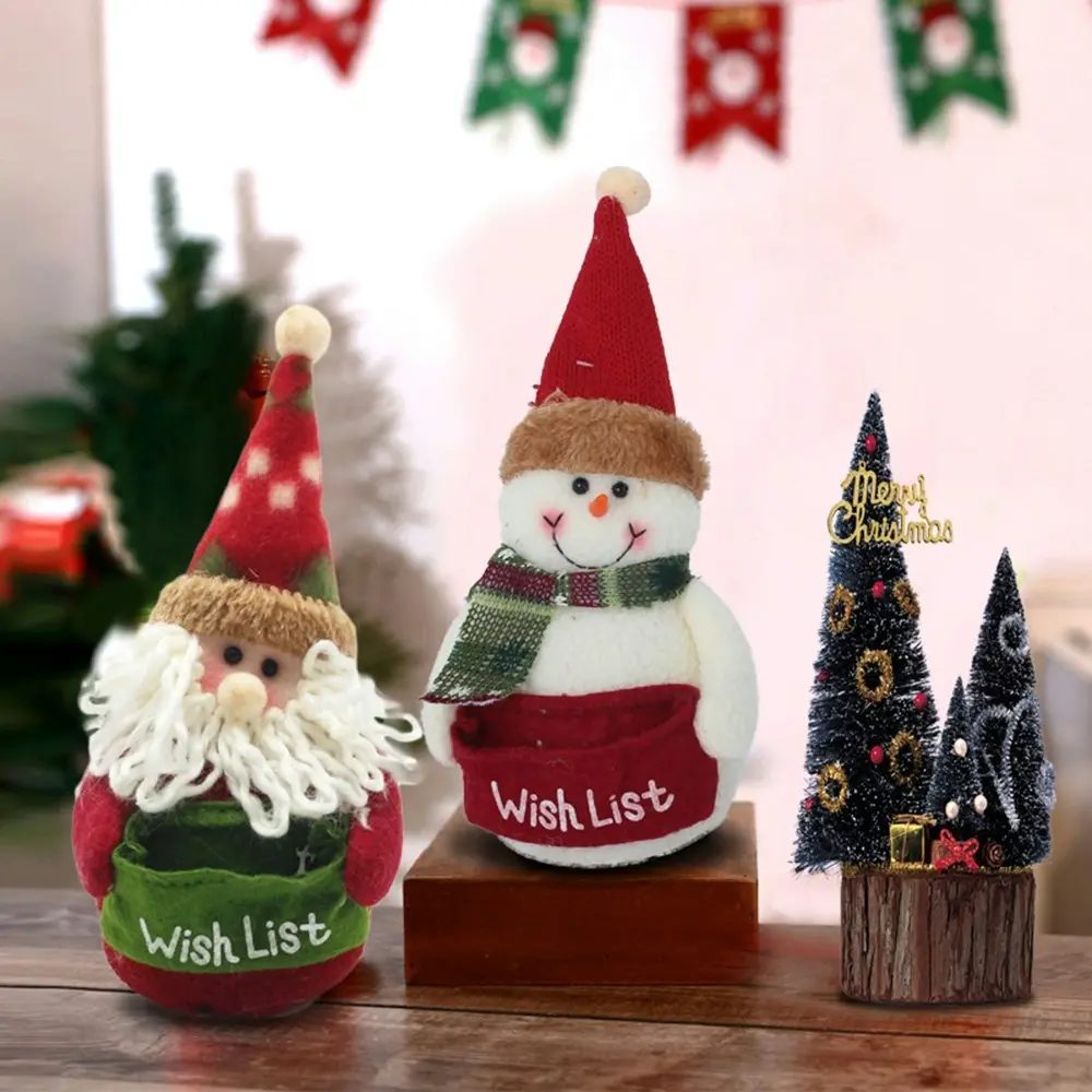 2Pcs Christmas DecorSnowman Santa Claus Cartoon Dolls Ornaments Party Decor - Home & Garden