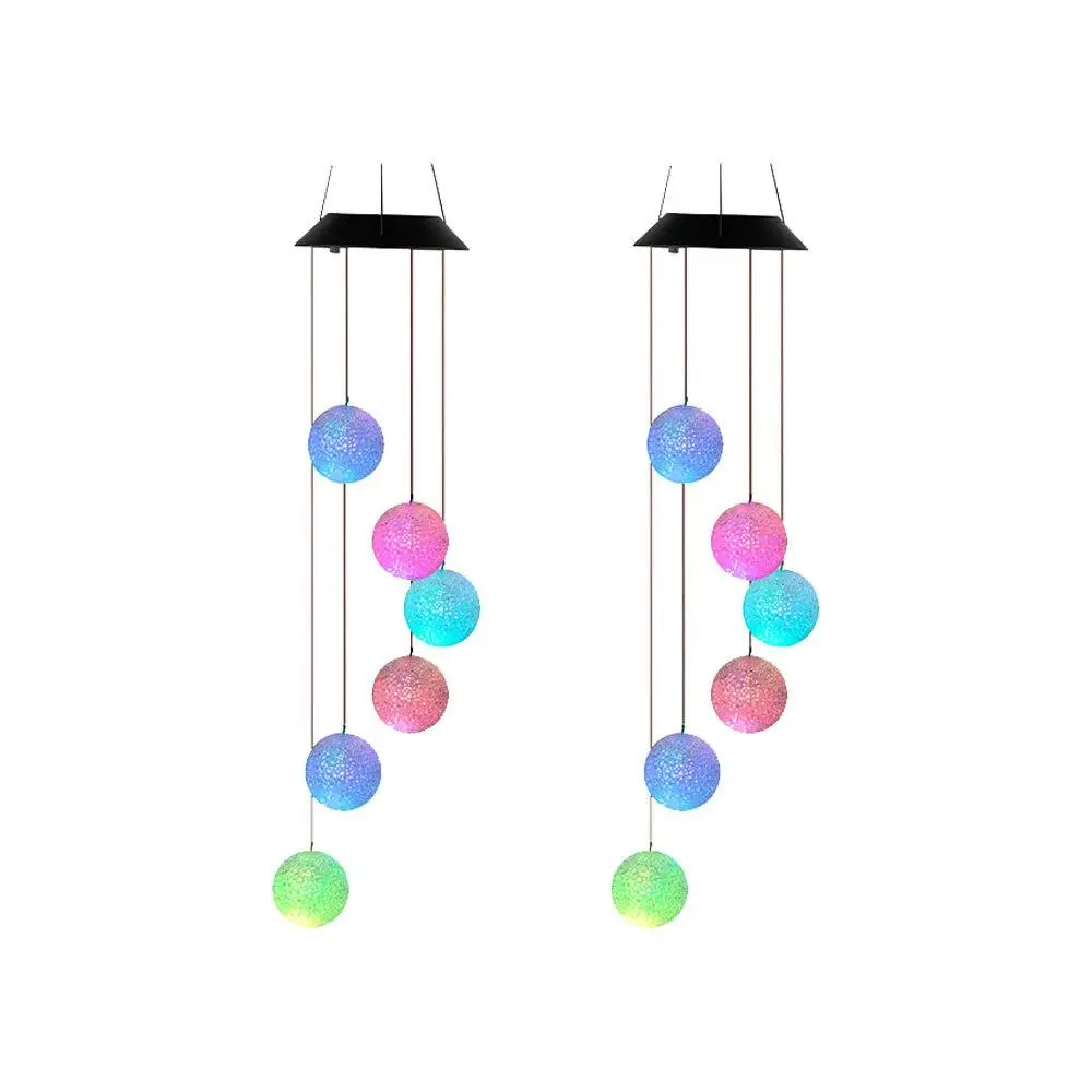 2PK Licht Solar Powered Hanging Ball Outdoor Garden Light Colour Changing LED - Home & Garden