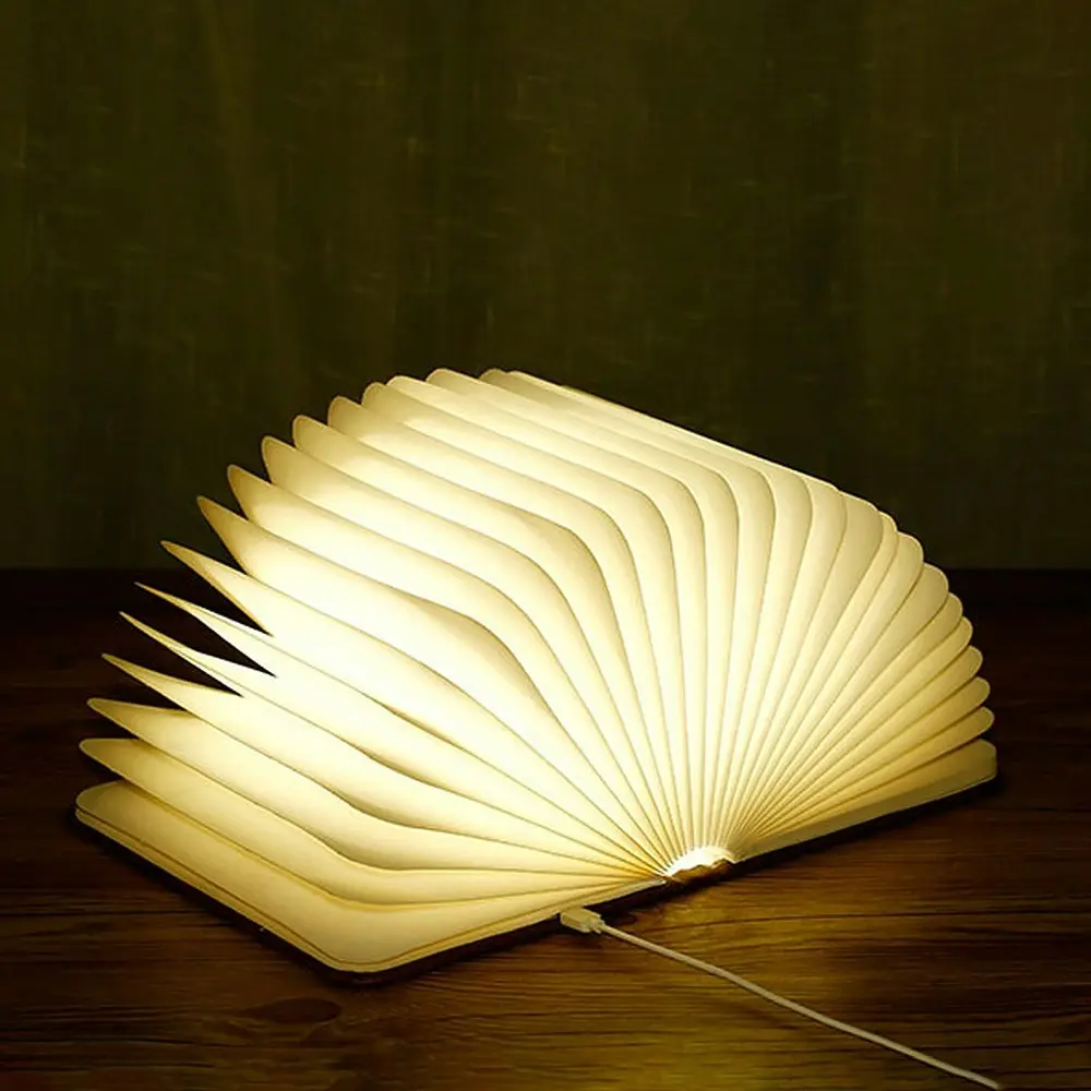 5 Colors Foldable LED Wood Grain Book Night Light - Home & Garden