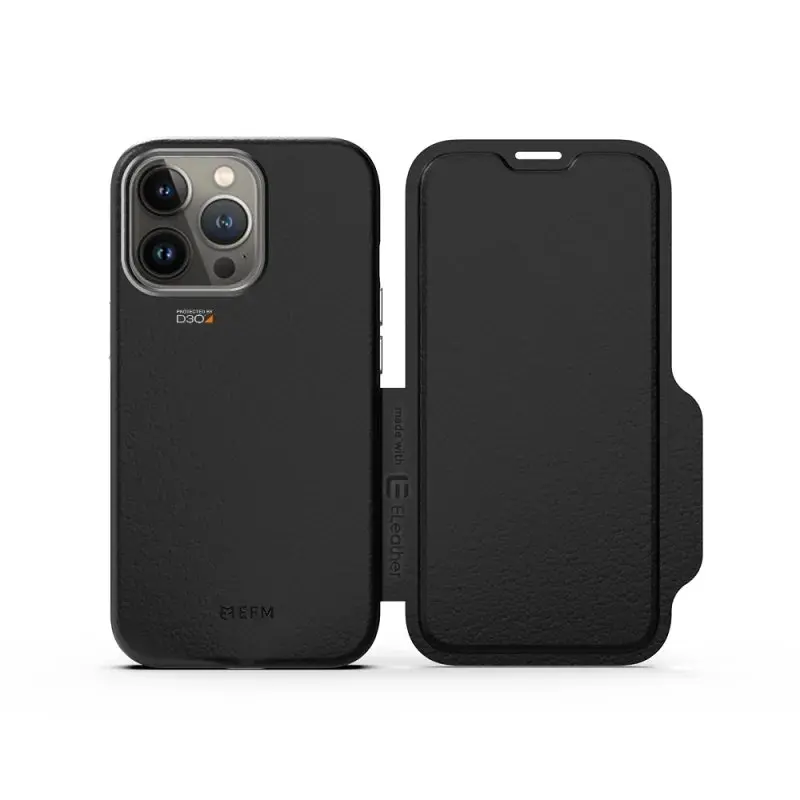 EFM Monaco D3O 5G Armour Leather Wallet Case Protection for iPhone 13 Pro Black - Electronics