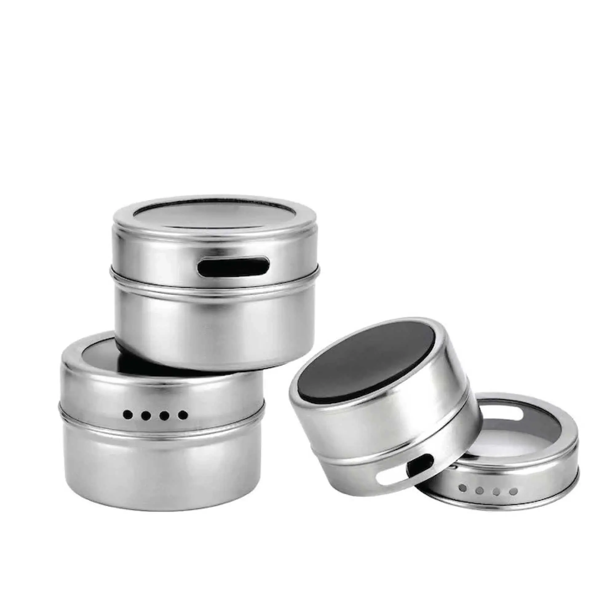 50x 150g Magnetic Spice Jar Stainless Steel Tin Herb Seasoning Storage Container - Home & Garden
