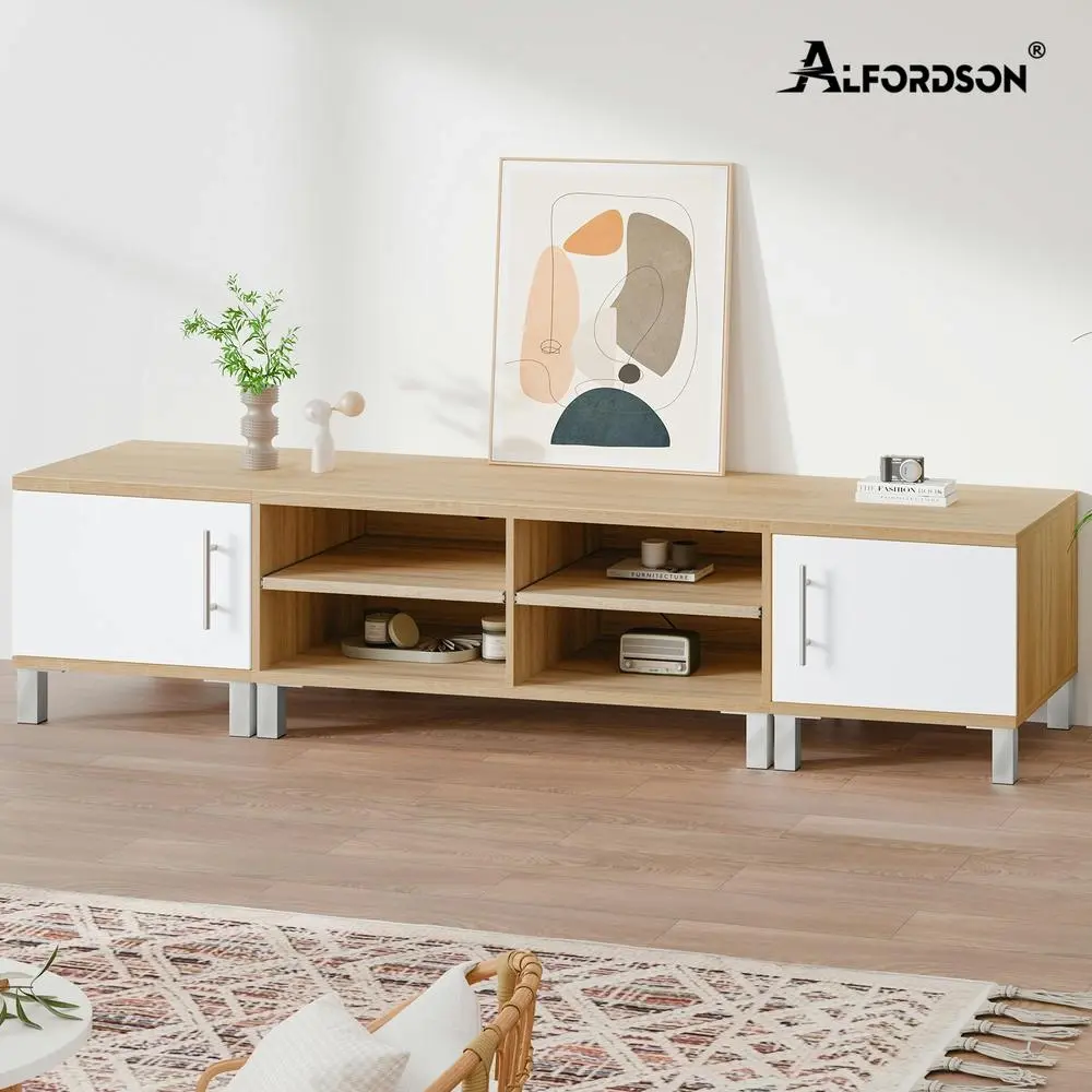 Alfordson Entertainment Unit TV Cabinet Stand 190cm Wood - Furniture