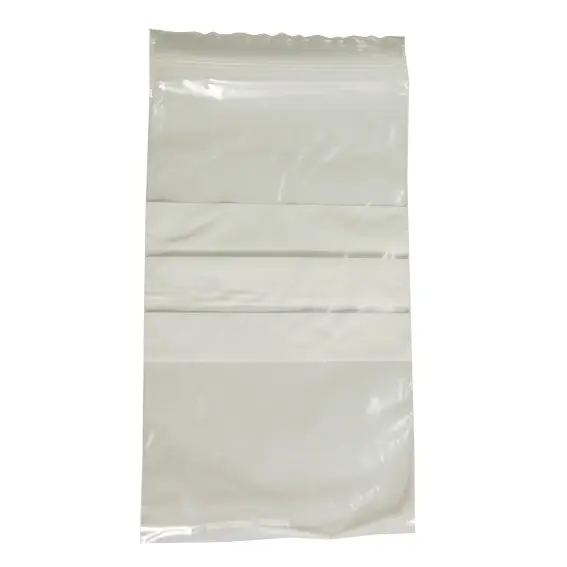 Livingstone Resealable Plastic Zip Lock Bag with 3 White Panels Clear 40 microns 90 x 160mm 1000 Box - Commercial