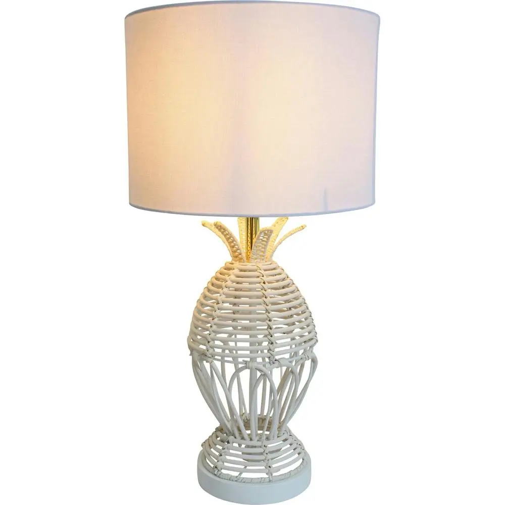 LVD Linen/Rattan Lamp Islander Room Decor Tabletop Desk Light 55.4cm White - Home & Garden