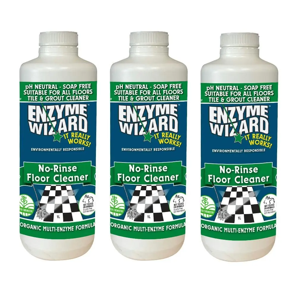Enzyme Wizard No Rinse Kitchen Floor Surface Grease/Stain/Odour Cleaner 1L 3x - Home & Garden