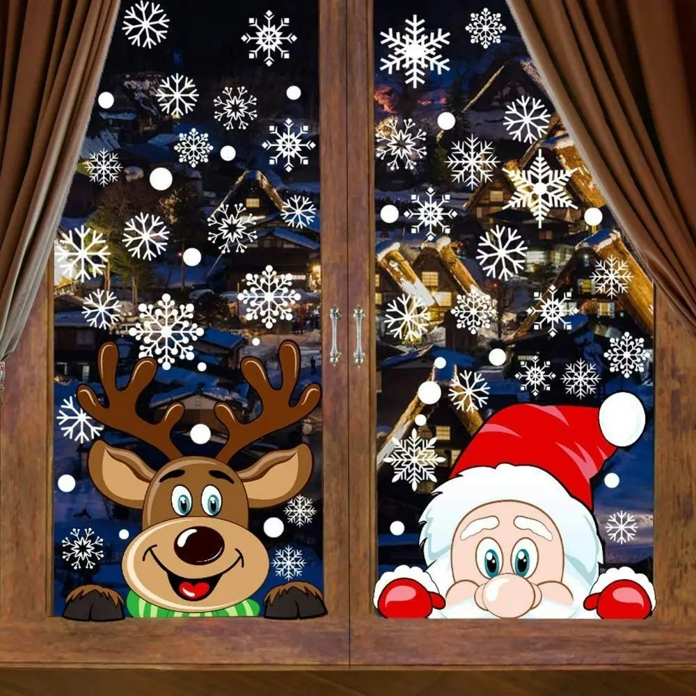 4 Sheets Christmas Snowflake Window Cling Stickers for Glass Xmas Decals Decorations - Up to 60% Off Christmas Decoration Specials