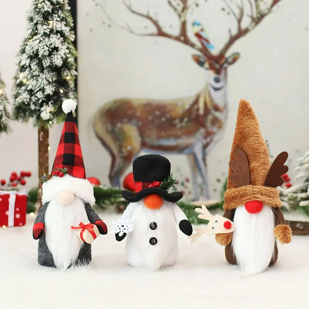 3Pcs Christmas Decorations Christmas Gift Bag Old Man Standing Doll Decoration - Home & Garden